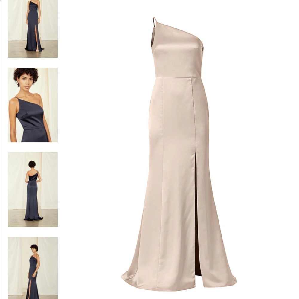 AMSALE Kaia long bridesmaid dress | champagne | size 10